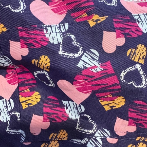 OshKosh B'gosh Purple Pink Heart Printed Kids Snow Bib Overalls Size 12m - Picture 8 of 9